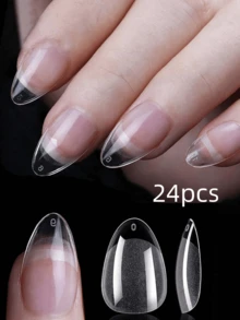 120 Peças/12 Tamanhos Unhas Postiças de Pasta de Amêndoa Semimate Natural, Crie sua Própria Arte de Unhas, Adequado para Uso Doméstico e Salão, Produtos Essenciais para Cuidados com as Unhas, Estilo Doce (120/24 Peças)