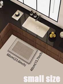 [¡¡¡CALIENTE!!!] 1 pieza Alfombra de goma suave para la cocina, alfombra de cocina de 3,5 mm de grosor, patrón de enrejado minimalista en marrón claro, adecuada para la cocina, el baño, la lavandería, el pasillo, la sala de estar y otros espacios. Superficie de tela, capa intermedia de esponja, parte inferior de goma, se puede recortar para ajustarse al tamaño deseado. - Multicolor - Ver 17