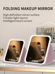 LED Makeup Mirror, 3 Lighting Modes (White/Natural/Warm Light), 800mAh, USB Rechargeable Adjustable Brightness Vanity Mirror, Portable Foldable Design, Suitable For Home, Travel And Dorm, Perfect Gift For Women On Valentine's Day, Birthday, Mother's Day - Multicolor - View 10