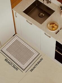 [¡¡¡CALIENTE!!!] 1 pieza Alfombra de goma suave para la cocina, alfombra de cocina de 3,5 mm de grosor, patrón de enrejado minimalista en marrón claro, adecuada para la cocina, el baño, la lavandería, el pasillo, la sala de estar y otros espacios. Superficie de tela, capa intermedia de esponja, parte inferior de goma, se puede recortar para ajustarse al tamaño deseado. - Multicolor - Ver 14