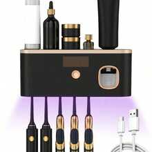 1pc Smart Toothbrush Sterilizer With Toothpaste Dispenser, Wall-Mounted Toothbrush Holder, All-In-One Toothbrush Rack And Sterilizer, 5-Slot Toothbrush Storage Organizer, Bathroom Accessory, Home Decor, Back To School Essential - Multicolor - View 12