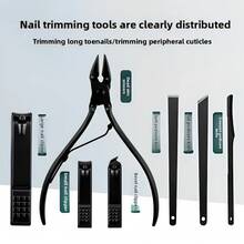 Bộ dụng cụ làm móng tay và móng chân bằng thép không gỉ, bộ dụng cụ chăm sóc chuyên nghiệp, dụng cụ chăm sóc móng kèm hộp đựng du lịch sang trọng. - màu đen - Xem 7