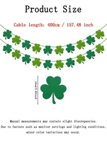 一套毛毡三叶草花环装饰 | 圣帕特里克节装饰，悬挂式绿色三叶草花环，适合爱尔兰主题派对，多色绿色和浅绿色，毛毡三叶草花环装饰，圣帕特里克节花环旗帜，绿色三叶草花环，圣帕特里克节装饰，教室壁炉派对礼品 - 彩色 - 查看 8