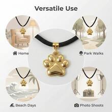 1 pièce Collier pour chat de compagnie avec empreinte de patte 3D, laisse tressée douce et ajustable, convient aux chats petits/moyens/grands, accessoire de mode d'intérieur/extérieur - Multicolore - Voir 3