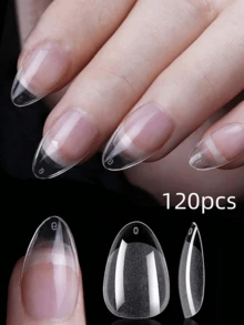 120 Peças/12 Tamanhos Unhas Postiças de Pasta de Amêndoa Semimate Natural, Crie sua Própria Arte de Unhas, Adequado para Uso Doméstico e Salão, Produtos Essenciais para Cuidados com as Unhas, Estilo Doce (120/24 Peças)