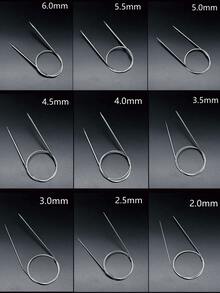 80厘米长环形针，9种尺寸（2.0-6.0毫米）不锈钢环形针，钩针，缝纫工具，适用于毛线工艺和DIY项目 - 銀色 - 查看 3