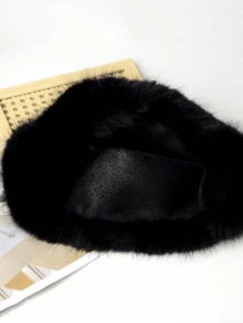 1顶女士新款蓬松冬帽，保暖秋冬欧美韩风针织帽，时尚纯色蒙古帽，加厚冬季服装配饰 - 彩色 - 查看 6