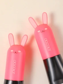 DU care Cute Animal Face Makeup Brush Portable Foundation Brush Loose Powder Brush Blush Brush Contour Brush Highlight Fan Brush Makeup Tools - Pink - View 4