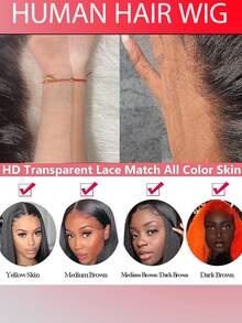 5x5 Lace Closure Glueless Human Hair Wig Straight Natural Black - Perfect For Office School Daily Party Events. Glueless Installation Easy To Wear For Beginner & Professional - Natural Black - 查看 7