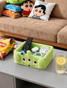 Alien Plush Desktop Storage Box Cosmetics Jewelry Organizer, Adorable Alien Cartoon Print, Plush Material Smooth Interior, Portable Design Large-Capacity Versatile Use (Cosmetics/Jewelry/Small Items), Perfect for Daily Use, Office, for, Alii, for, Leresser, Lresser, 組合, 組合, 電唱Students, Office Workers, Lovely Gift For Friend/Lover - 綠色 - 查看 6