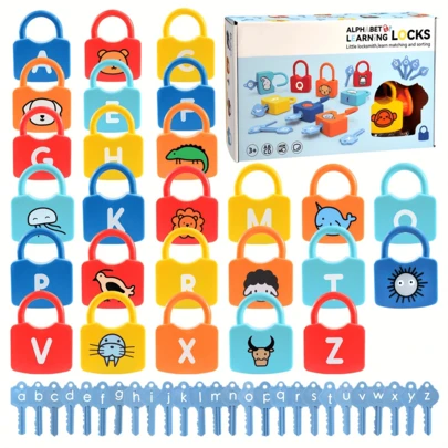26PCS Alphabet Lock & Key Matching Playset - Educational Learning Toy For Preschool & Kindergarten Kids, 3-6 Years Old - Perfect Birthday Christmas Gifts For Boys & Girls