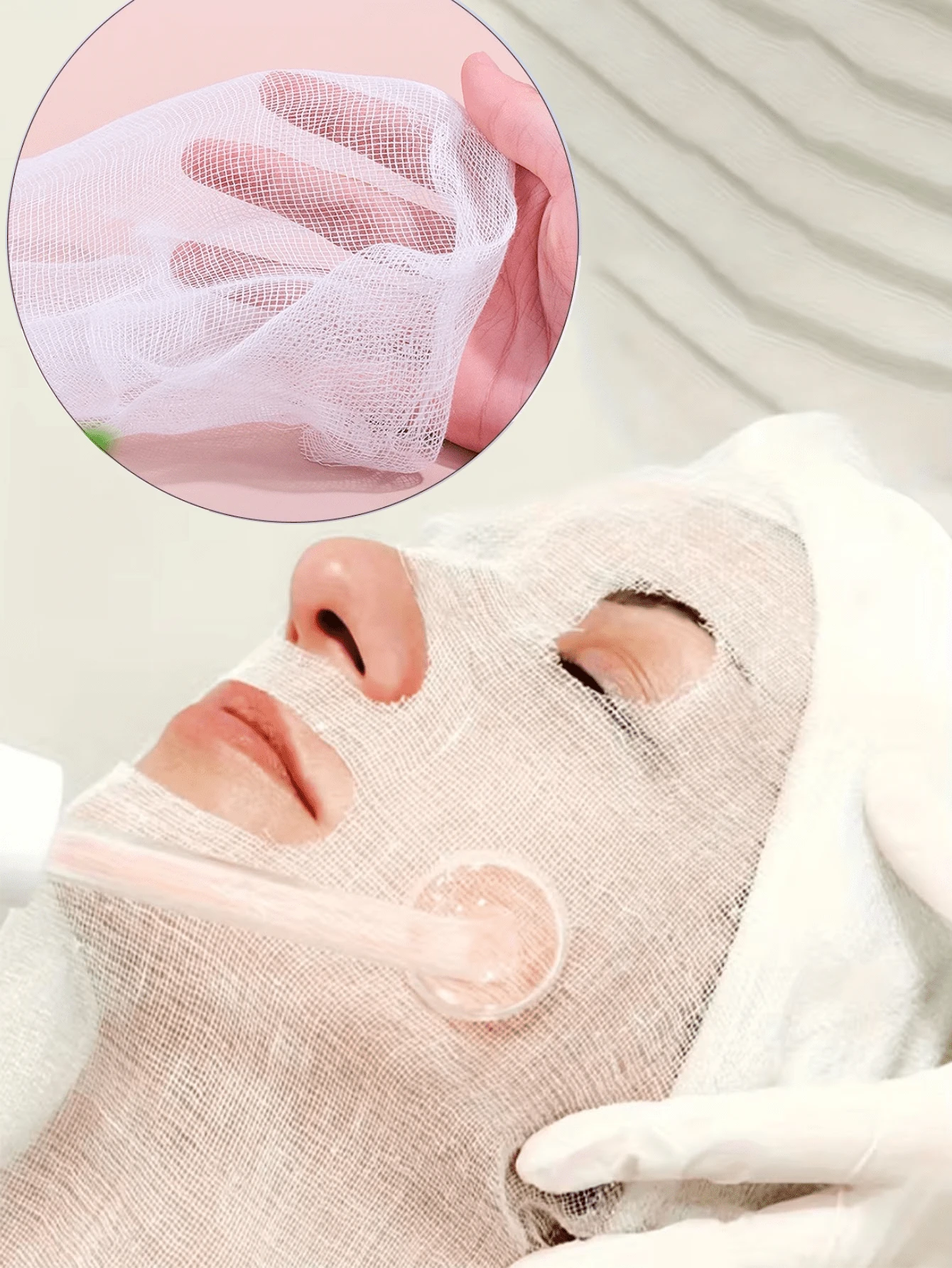 100/50pcs Skin Care Gauze Face Mask, Algae Soft Mask Powder Beauty Gauze Pads - Multicolor - View 1