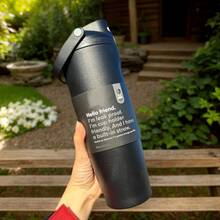 0WAL'A 30oz Insulated Stainless Steel Water Bottle With Straw. This Water Bottle Combines A Straw And Insulation, And Features Vibrant Colors. Enjoy Your Drinks Anytime, Anywhere. Perfect For Holding Water,  Tea Or Coffee, Iced Drinks, And Hot Beverages. - màu đen - Xem 1