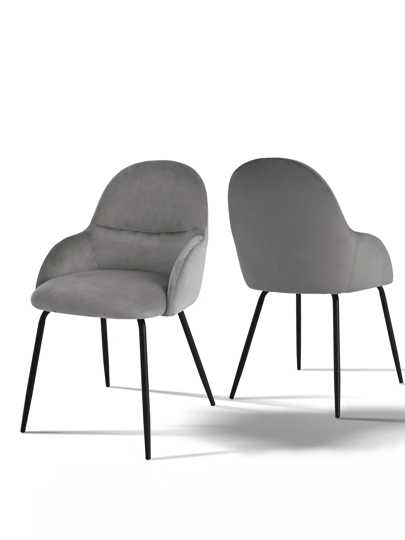 Goeurvant Elegant Curved-Back Upholstered Dining Chairs With Armrests And Metal Legs For Dining Room, Living Room, Office - Set Of 2 / Set Of 4 / Set Of 6 - Gray