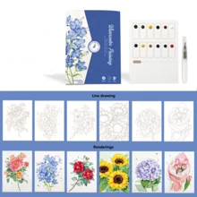 1 Stück kreatives Aquarellmalbuch für Erwachsene, Spaß Malbuch, Lässig Kritzelblock, geeignet als Geburtstags-, Feiertags-, Neujahrs-, Valentinstags- oder Ramadan-Geschenk (inklusive 1 Pinsel) - Verschiedenfarbig - Übersicht 16