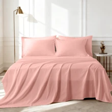 5/7 Piece Solid Color Bed Comforter Set Queen, Creative Geometric Pattern Design, Soft And Comfortable Summer Bedding Set.Bed In A Bag For All Seasons, Includes Comforter, Flat Sheet, Fitted Sheet, Pillowcases,  Ideal Gift. - Hồng-F01 - Xem 6