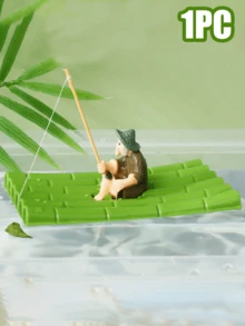 1pc Resin Bamboo Ornament, Jiangong Fishing, Fish Tank Decor, Creative Aquarium Decoration, Underwater Landscape Accessory, Home/Office Fish Tank Decor, Unique Aquarium Landscaping Ornament