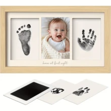 8x16 Inch Black & White Wood Grain Triptych Photo Frame With Text, Suitable For Desktop Or Wall Mounting, Photo Printing Mat Style, Footprint & Handprint Memorial Frame, Keepsake Frame, DIY Gift For New Moms - MultiWarna - View 9