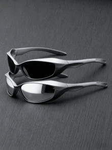 2副/套 未来主义Y2K骑行眼镜，男女通用朋克嘻哈运动眼镜，适合驾驶、日常出行、跑步、徒步旅行和海滩活动 - 2PCS - 查看 9