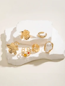 1 Set Adjustable Multi-Joint Rings, Butterfly, Heart, Diamond Rings Gift Set For Teenage Girls - one-size - View 8