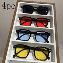 4pcs Square Eyeglasses For Men, Fashionable For Outdoor Street Photography
