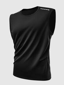 Conjunto de camiseta de tirantes y pantalones cortos casuales y cómodos para hombre, conjunto de ropa de verano. Conjunto de ropa deportiva transpirable - Negro - Ver 2