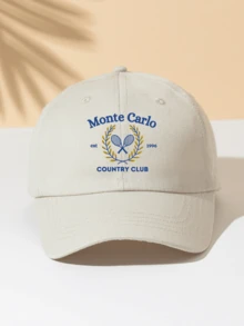 Unisex Tennis Letter Monte Carlo Print Sun Visor Cap, Adjustable Casual Baseball Cap, UV Protection Breathable Fashion Versatile For Daily Outdoor Wear, Summer