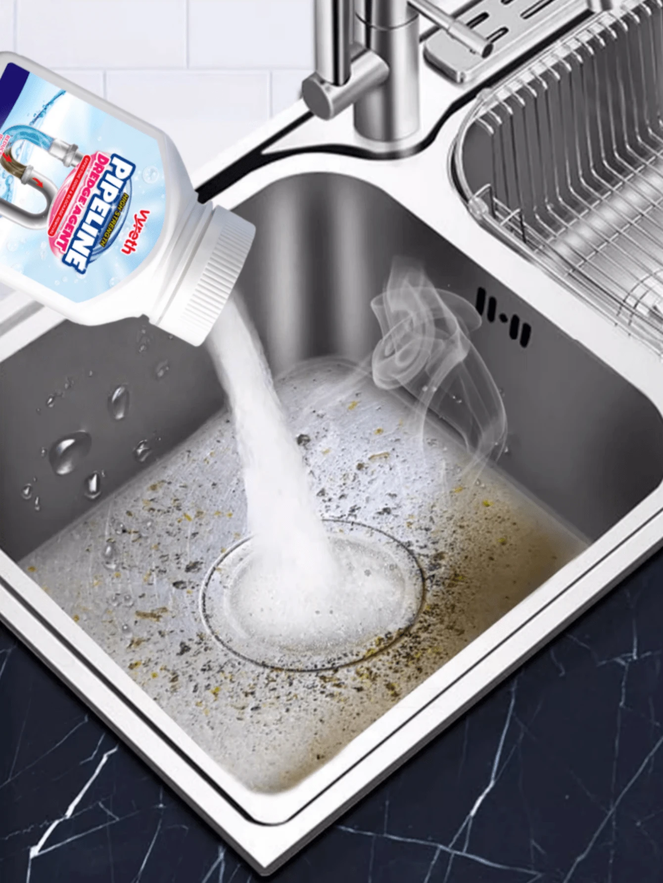 1pc Drain Cleaner, Suitable For Kitchen Sink To Remove Odor And Dissolve Grease, Convenient Drain Unclogger With Innovative Fast-Dissolving Formula To Instantly Break Down Stubborn Blockages, Quickly Dissolve Hair, Grease And Soap Scum For Effective Pipe Restoration.