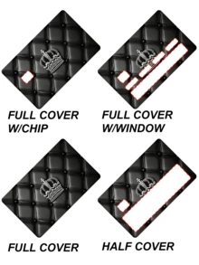 1张皇冠皮革信用卡装饰贴纸，创意个性化超薄PVC防指纹信用卡保护套，防刮花，男女通用，适用于小型芯片卡、银行卡、信用卡、交通卡、学生证及其他DIY装饰