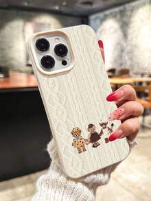 Cute Plush Bear TPU Anti-Slip Shockproof Phone Case Compatible With Apple XS XR 11 12 13 14 15 16 13 Pro Max 16 Pro Max 14 Plus, Galaxy A35 A16 A23 A52 5G A71 4G S20 S21 S22 S22+ S25 Ultra S25, Personalized Gift For Men And Women, Autumn/Winter - Beige - View 2