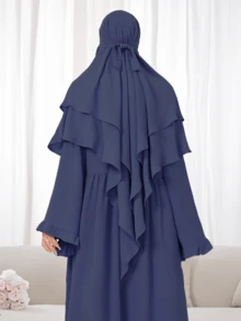 2pcs Set: Khimar Hijab Prayer Headscarf + Loose Comfortable Abaya Muslim Clothing, Suitable For Women's Daily Wear And Prayer, All Season - 彩色 - 查看 1