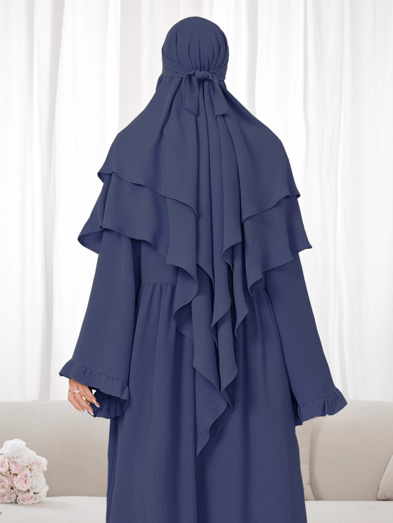 2pcs Set: Khimar Hijab Prayer Headscarf + Loose Comfortable Abaya Muslim Clothing, Suitable For Women's Daily Wear And Prayer, All Season - 彩色 - 查看 1