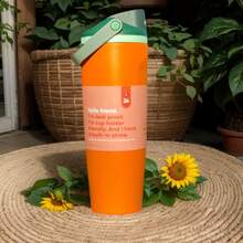 0WAL'A 30oz Insulated Stainless Steel Water Bottle With Straw. This Water Bottle Combines A Straw And Insulation, And Features Vibrant Colors. Enjoy Your Drinks Anytime, Anywhere. Perfect For Holding Water,  Tea Or Coffee, Iced Drinks, And Hot Beverages. - 橘色 - 查看 2