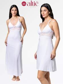 Long Nursing Nightgown Kit Short Maternity Nightgown Kit - 白色 - 查看 1