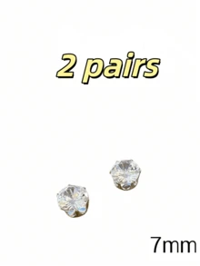 1对男士磁性耳环，无需耳洞，立方氧化锆耳钉夹式耳环 - 彩色 - 查看 11