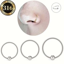 3 pièces (6/8/10 mm) Anneaux de nez en acier inoxydable minimalistes - Convient pour les piercings du cartilage, de l'hélix, du lobe, multiples et superposés. Idéal pour un port quotidien en toute saison - 3 pièces/ensemble - Voir 9
