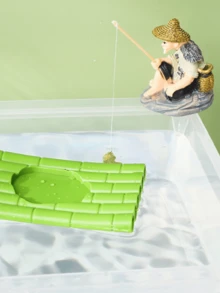 1pc Resin Bamboo Ornament, Jiangong Fishing, Fish Tank Decor, Creative Aquarium Decoration, Underwater Landscape Accessory, Home/Office Fish Tank Decor, Unique Aquarium Landscaping Ornament