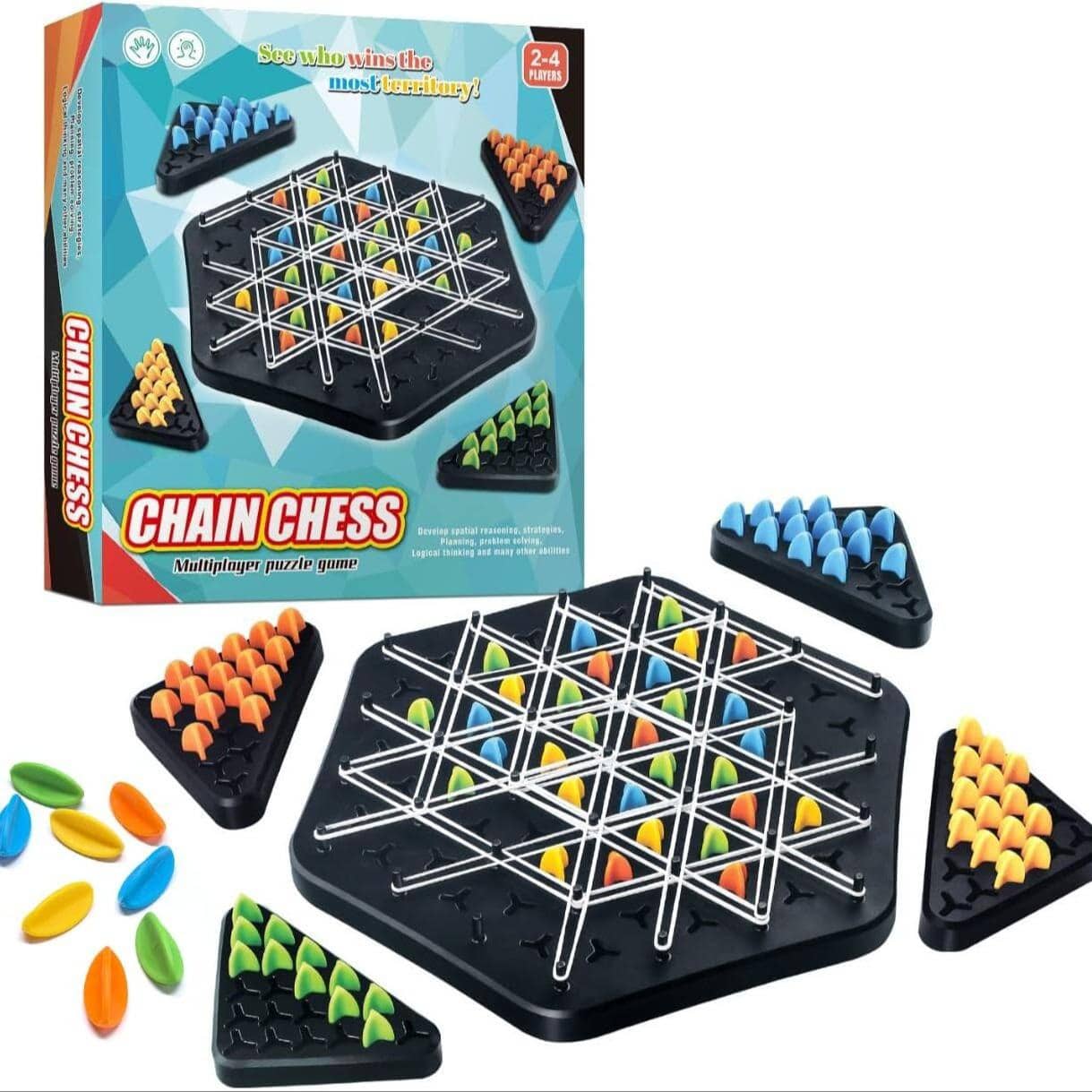 3-In-1 Rubber Band Puzzle Game Set, Educational Interactive Battle Game For Family Gathering, Gift - Black - View 1