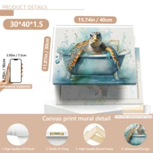 1 Stück modernes Wandkunstposter, Schildkröte Badezimmer Leinwandkunstdruck, lustige Schildkröte in der Badewanne Leinwandmalerei Poster, Meerestier in Aquarell, gerahmt oder ungerahmt, Raumdekoration, Heimdekoration, Studentenwohnheim Apartment Dekoration, Geschenke für Wanddekoration in Hotel, Zuhause, Wohnzimmer, Schlafzimmer, Badezimmer und Büro