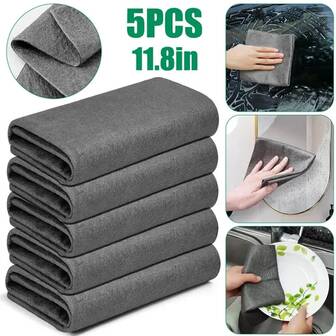 5pcs Magic Cloth Glass Wiper, Car Cleaning Towel, Durable Microfiber Cleaning Cloth, Multi-Purpose Quick Cleaning Cloth