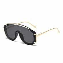 Nuevas gafas de moda con marco de metal colorido, gafas de moda inspiradas en Ins, para uso en exteriores - gris oscuro - Ver 6