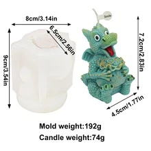 Moldes de silicona de dragón fantástico con poses diversas - Abrazando una bolsa de dinero, sentado, acostado y durmiendo sobre libros, desmoldado duradero y fácil para hacer velas, arte de yeso y resina, perfecto para la decoración del hogar bohemio - Blanco - Ver 5