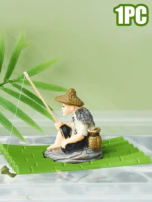 1pc Resin Bamboo Ornament, Jiangong Fishing, Fish Tank Decor, Creative Aquarium Decoration, Underwater Landscape Accessory, Home/Office Fish Tank Decor, Unique Aquarium Landscaping Ornament