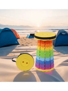 1pc Lightweight Durable Telescopic Stool, Portable & Foldable Design, Suitable For Travel, Fishing, Hiking, Comfortable High Index Plastic Material, Outdoor Portable Folding Stool, Plastic Folding Chair For Travel, Fishing Stool, Adjustable Telescopic Stool (Folding Part Color Random, No Fixed Order) - Multicolor - View 1