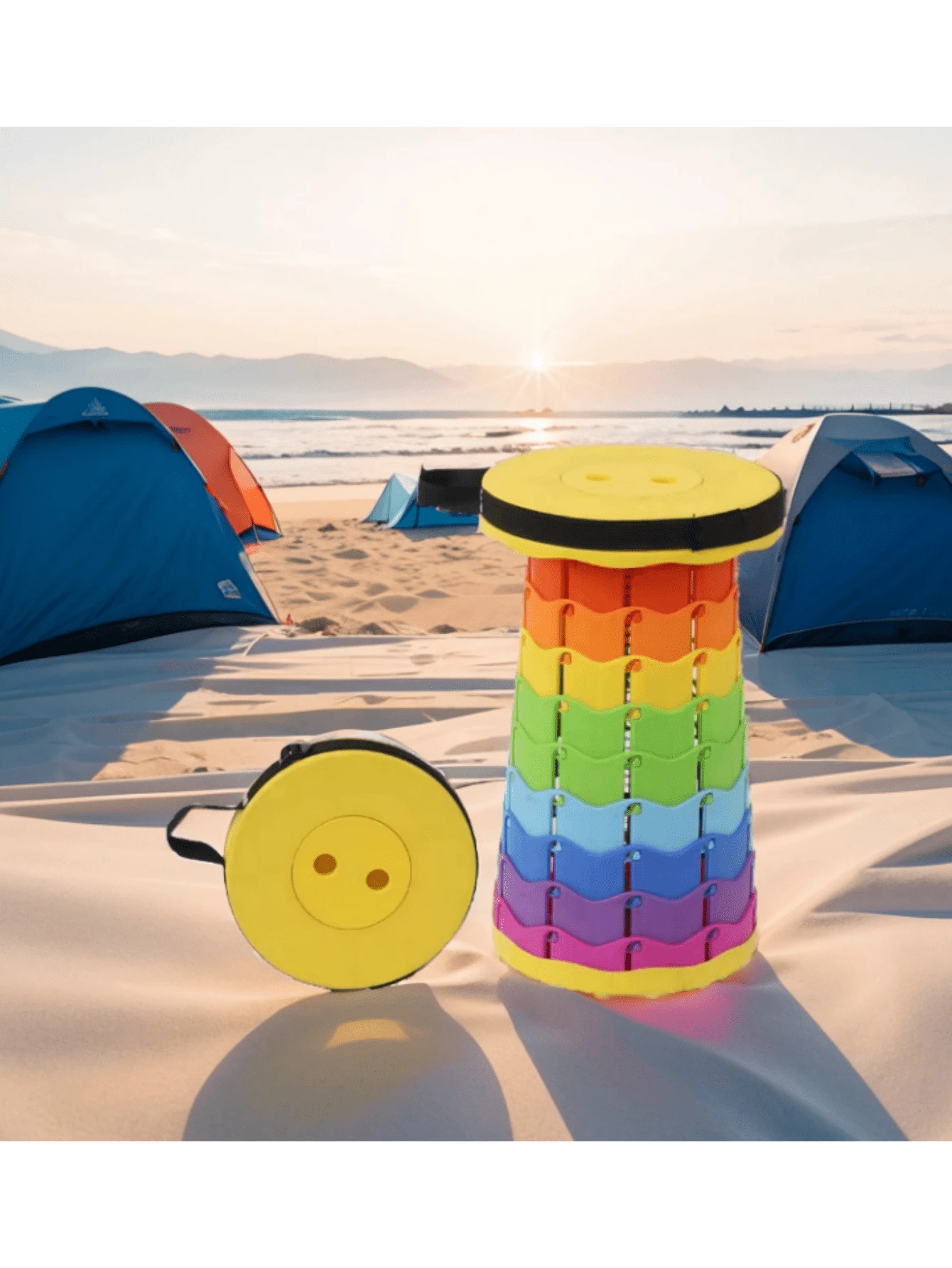 1pc Lightweight Durable Telescopic Stool, Portable & Foldable Design, Suitable For Travel, Fishing, Hiking, Comfortable High Index Plastic Material, Outdoor Portable Folding Stool, Plastic Folding Chair For Travel, Fishing Stool, Adjustable Telescopic Stool (Folding Part Color Random, No Fixed Order) - Multicolor - View 1