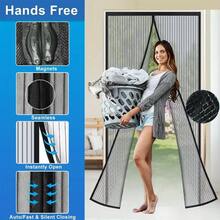 AIYYIPA Magnetic Screen Door, Smooth Auto-Close, Ventilation And Bug-Free Living Mesh Partition For French & Sliding Doors, Various Room Doors, Retractable Insect Barrier, Black Stripe Design