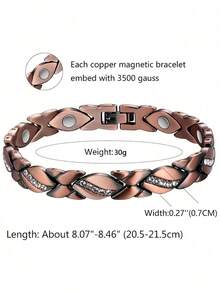 1pc Magnetic Jewelry Braided Copper Bracelet Copper Bracelet Adjustable Crystal Bracelets Pure Copper Valentine's Day Gifts For Both Men And Women - Multicolor - View 2