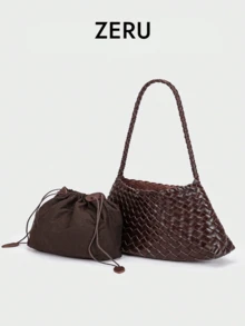 手工编织腋下/单肩包，2025新款百搭休闲复古菜篮手提包&单肩包