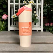 0WAL'A 30oz Insulated Stainless Steel Water Bottle With Straw. This Water Bottle Combines A Straw And Insulation, And Features Vibrant Colors. Enjoy Your Drinks Anytime, Anywhere. Perfect For Holding Water,  Tea Or Coffee, Iced Drinks, And Hot Beverages. - 米色 - 查看 4