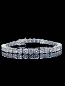 1条4毫米网球链，锌合金男士叠戴链，摇滚嘻哈风格项链，经典设计确保百搭实用，呈现无与伦比的璀璨光泽，适合作为朋友聚会、生日、派对礼物 - 時尚網球鏈 - 查看 11